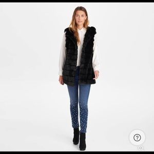 Karl Lagerfeld Faux Fur Hooded Vest